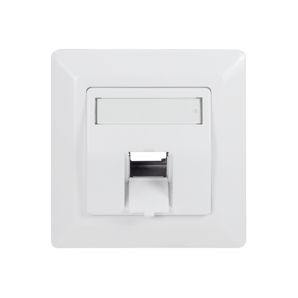 Face plate for 1 keystone jack, 45° outlet, signal white