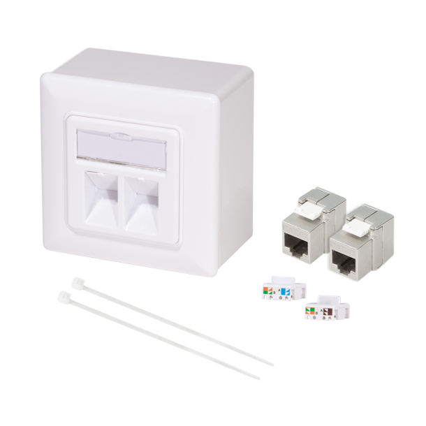 LogiLink Modular faceplate with 2 Cat.6A modules and backbox, white