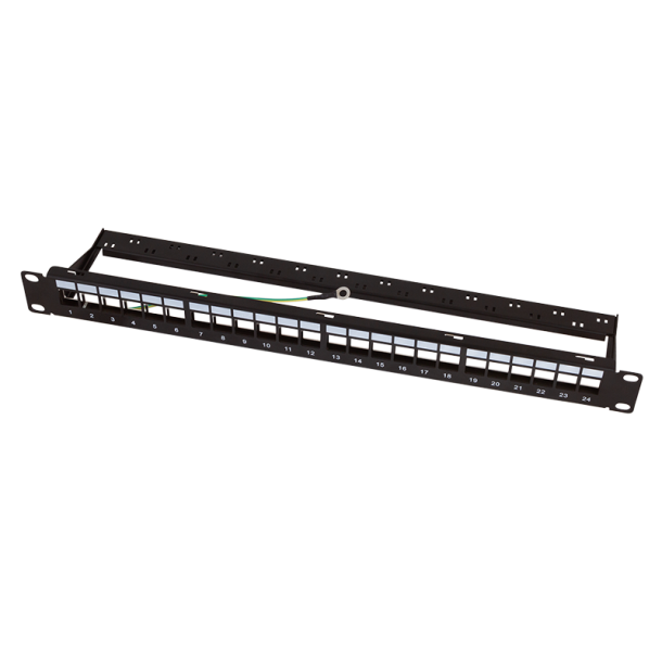 LogiLink Keystone Panel 1U, 24 ports, shielded, economy type, black