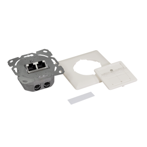 Cat.6A wall outlet 2x RJ45, shielded, pure white