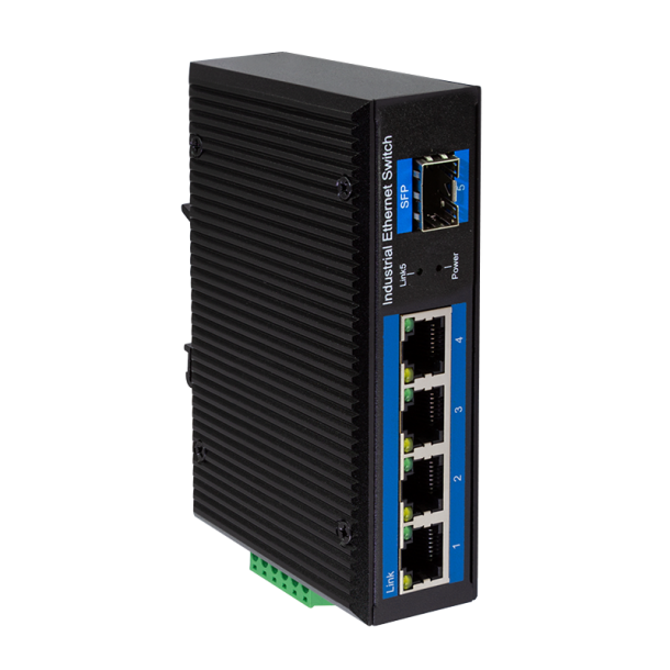 Industrial Gigabit Ethernet Switch, 4-Port 1000 Mbps + 1 port SFP