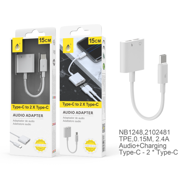 MTK USB-C adapter - USB-C Han til 2 x USB-C Hun