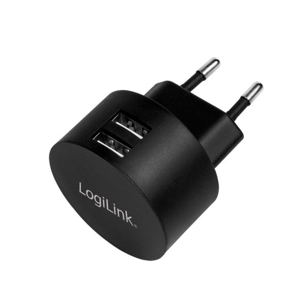 LogiLink Oplader til fastnet. 2,1 Amp / 10,5W / 5 V. 2 x USB