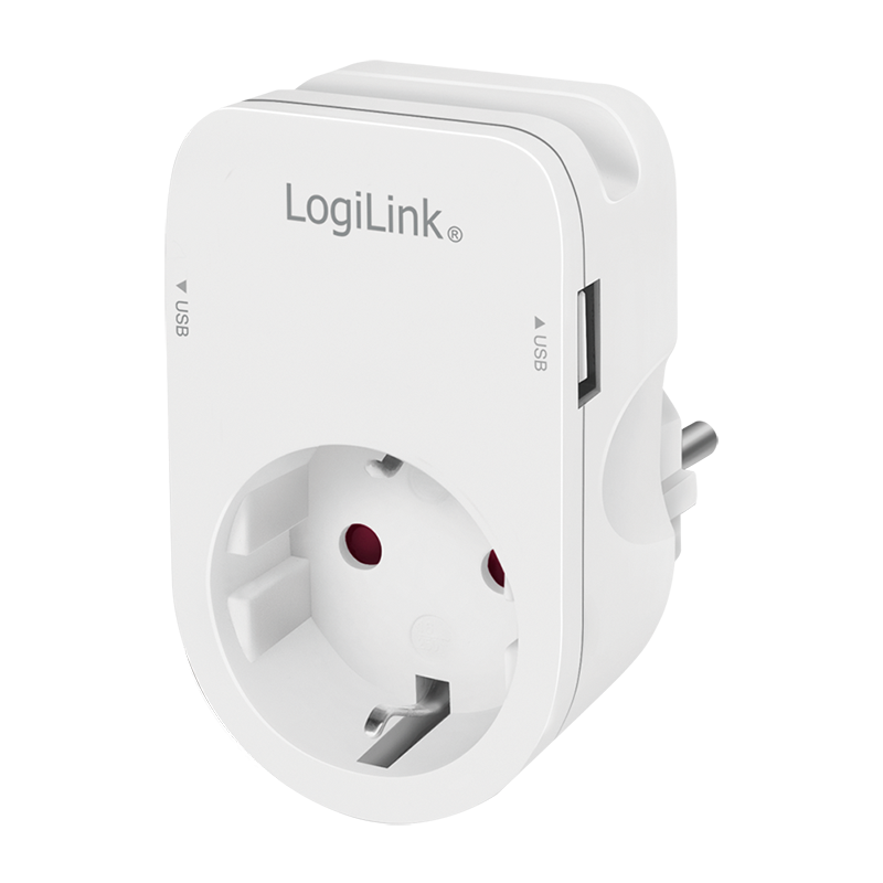 Socket adapter with holder, 1x CEE 7/3 & 2x USB-A - * - Bestphone ApS