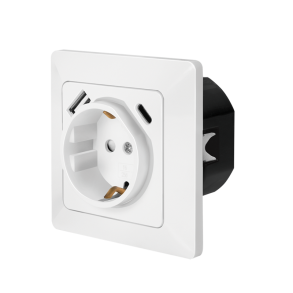 Wall outlet, 1x CEE 7/3, 1x USB-A, 1x USB-C PD