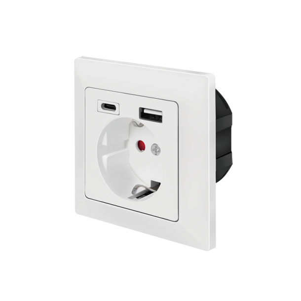 Wall outlet, 1x CEE 7/3, 1x USB-A, 1x USB-C