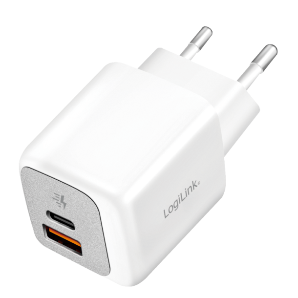 LogiLink Dual USB charger set (20 Stück), 1x USB-C (PD), 1x USB-A, 20 W, white