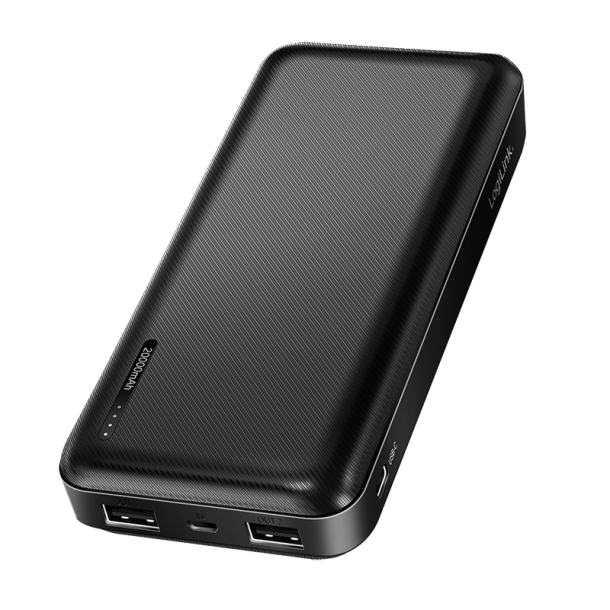 LogiLink Powerbank 20,000 mAh, 2x USB-A, 1x USB-C, black