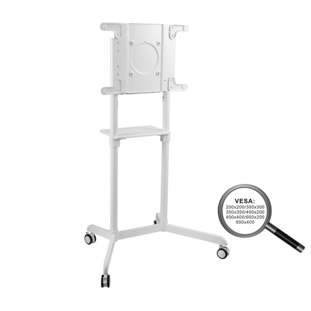 Puremounts Trolley - VESA 600 x 400 - Op til 70 kg - Hvid