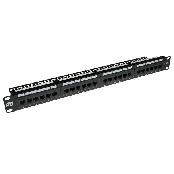 ACT Patchpanel CAT6 unshielded 24 ports with cablemanagement bar