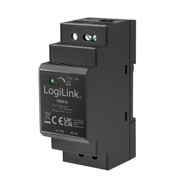 LogiLink DIN Rail Power Supply 36 W / 24 V