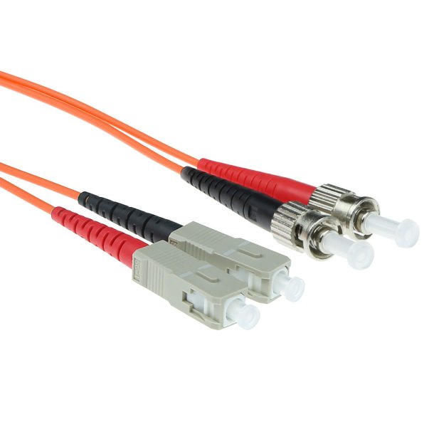 ACT 1 meter LSZH Multimode 62.5/125 OM1 fiber patch cable duplex with ST and SC connectors