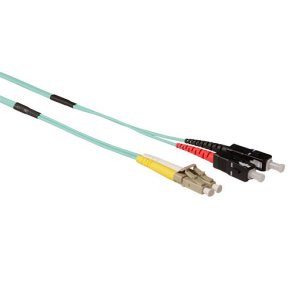 ACT 10 meter Multimode 50/125 OM3 duplex ruggedized fiber cable with LC en SC connectors