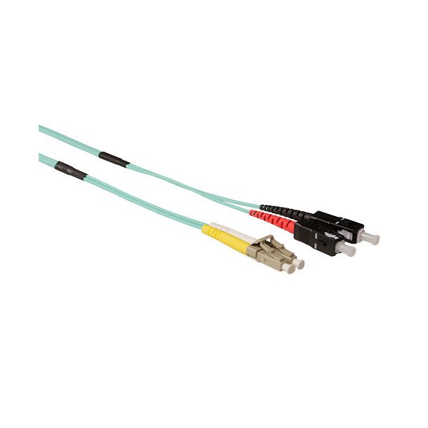 ACT 10 meter Multimode 50/125 OM3 duplex ruggedized fiber cable with LC en SC connectors