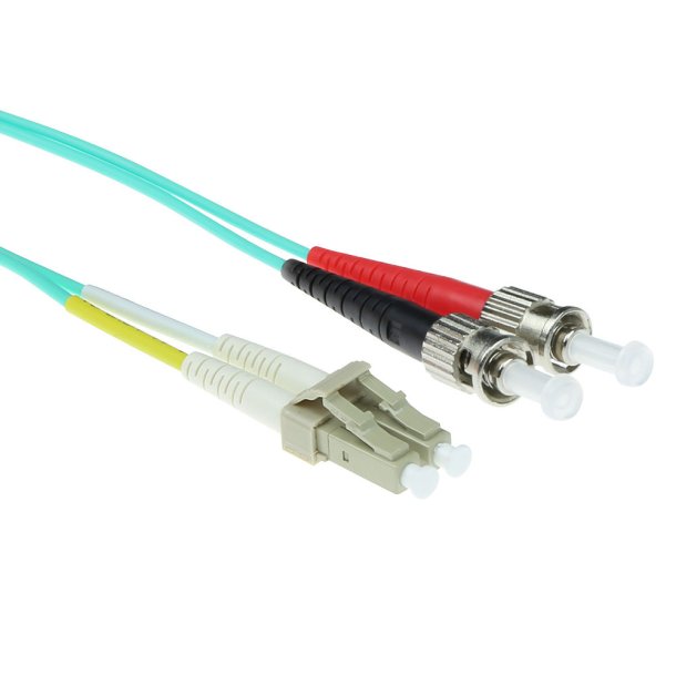 ACT 1 meter LSZH Multimode 50/125 OM3 fiber patch cable duplex with LC and ST connectors