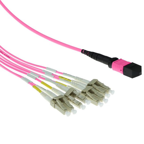 ACT 1 meter Multimode 50/125 OM4 fanout patchcable 1 X MTP female - 4 X LC duplex 8 fibers