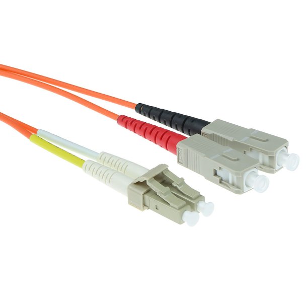 ACT 1 meter LSZH Multimode 62.5/125 OM1 fiber patch cable duplex with LC and SC connectors