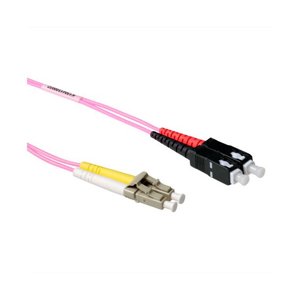 ACT 1 meter LSZH Multimode 50/125 OM4 fiber patch cable duplex with LC and  SC connectors