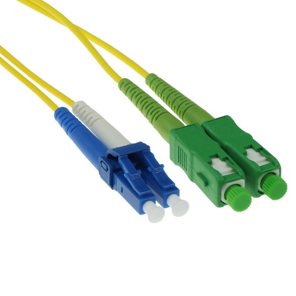 ACT 0,5 meter LSZH Singlemode 9/125 OS2 fiber patch cable duplex with SC/APC and LC/UPC connectors