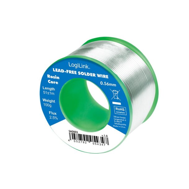 LogiLink Solder wire  0,56 mm (lead free), 0,7% copper, 100g reel