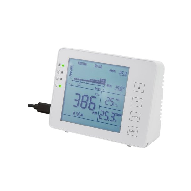 LogiLink CO2 meter with three-level indicator, temperature & humidity display