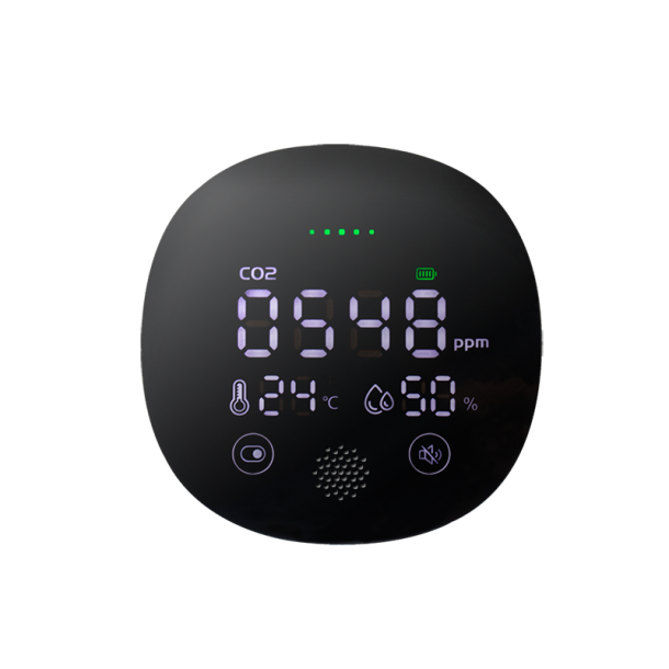 CO2 meter with temperature & humidity display, for on-the-go