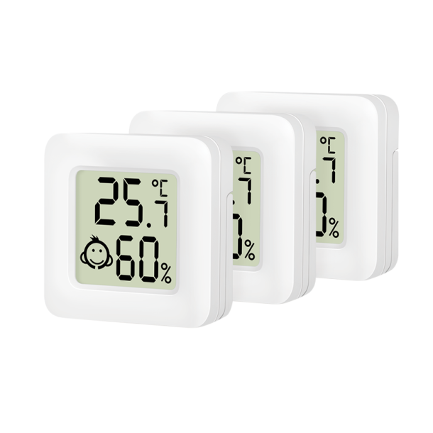 LogiLink Flat travel thermo- hygrometer (3 pcs.), with comfort level emoji display, white