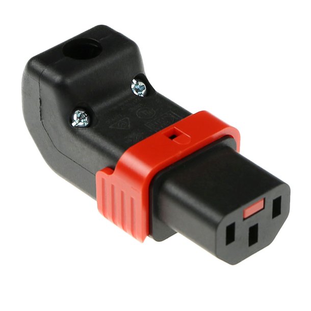 ACT C13 IEC Lock+ rewireable up or down angled connector black, PA130100DBK