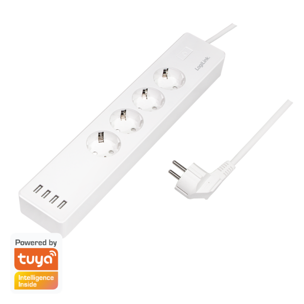 Wi-Fi Smart Socket outlet, 4-way, (CEE 7/3), 4x USB, Tuya compatible