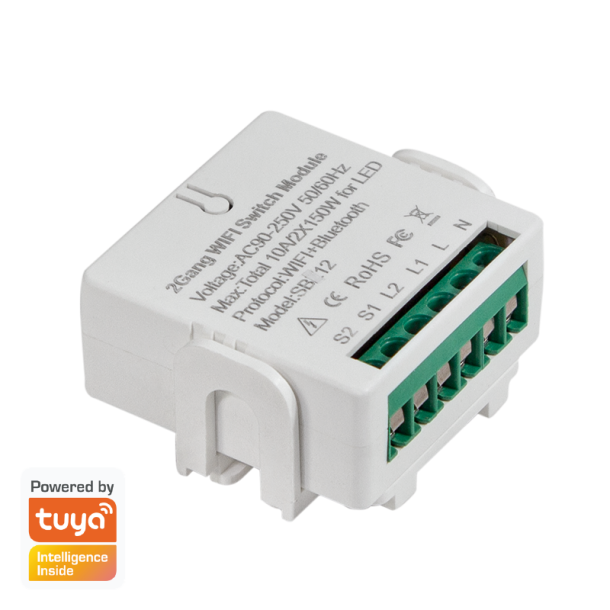 LogiLink Wi-Fi smart 2 CH switch module, Tuya compatible