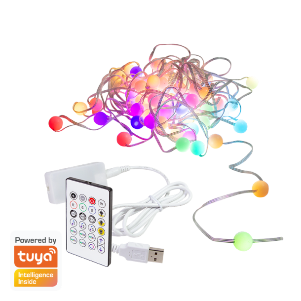 LogiLink Wi-Fi smart RGB string lights with remote control, Tuya compatible, 3 m