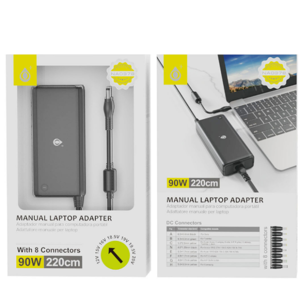 MTK 90W Universal Oplader til notebook - 8 tips inkluderet