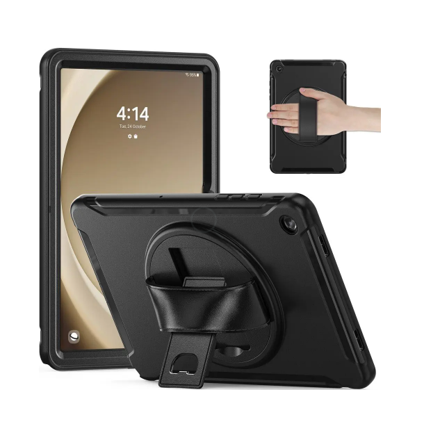 Samsung Galaxy Tab A9+ (Plus) Hndvrker Bagside Cover m. Hndholder & Kickstand - Sort