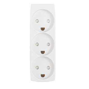 E-Line Stikdse 3-vejs med jord brnesikker. Hvid. 230V 16A 3680W - Uden kabel