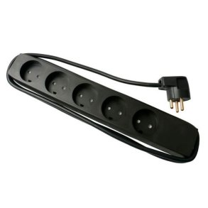 E-Line 5-Stikdse med jord - 5 meter - Sort