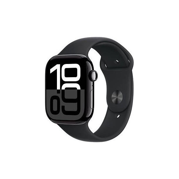 Apple Watch Series 10 GPS 42 mm pianosort alum, sort sportsrem - S/M
