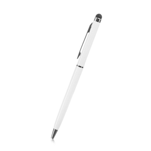 Touch Screen pen med kuglepen - Hvid