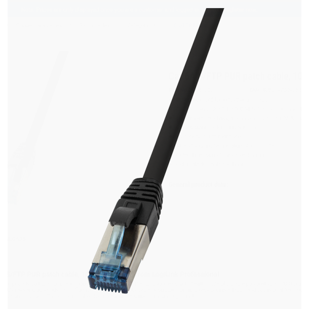 Cat.6A S/FTP, PUR patch cable, 10G, 40m, black