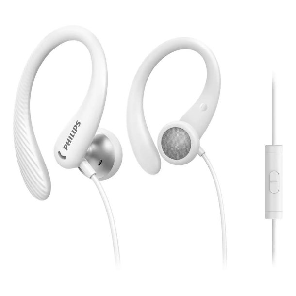 Philips In-ear-sportshovedtelefoner med mikrofon - Hvid