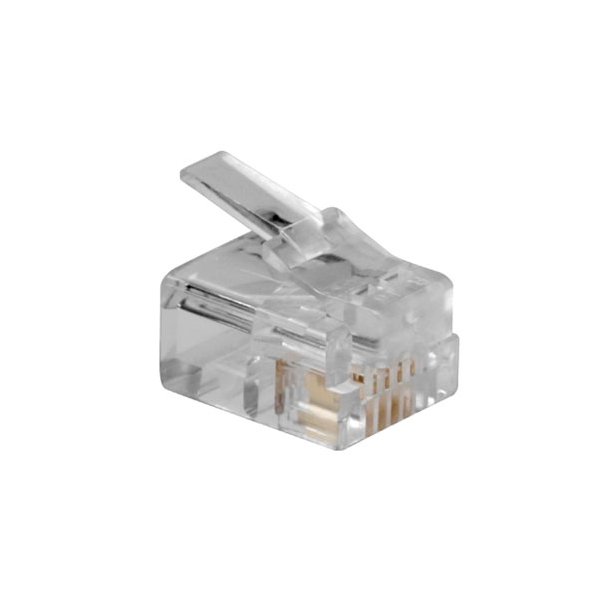 ACT RJ11 (6P/4C) modulaire connector for round cable with solid conductors