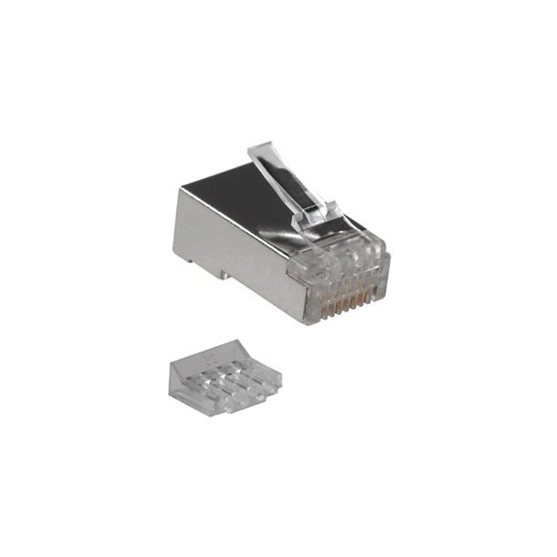 ACT RJ45 (8P/8C) CAT5E shielded modulaire connector for round cable with solid or standed conductors