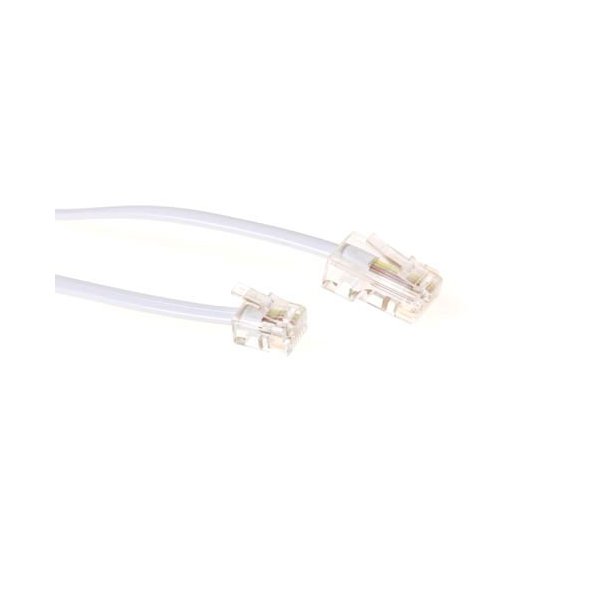 ACT White 1 meter flat telephone cable with RJ11 and RJ45 connectors