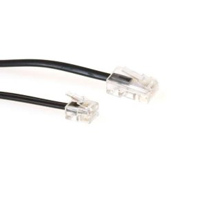 ACT Black 10 meter flat telephone cable with RJ11 and RJ45 connectors