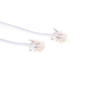 ACT White 1 meter flat telephone cable with RJ11 connectors