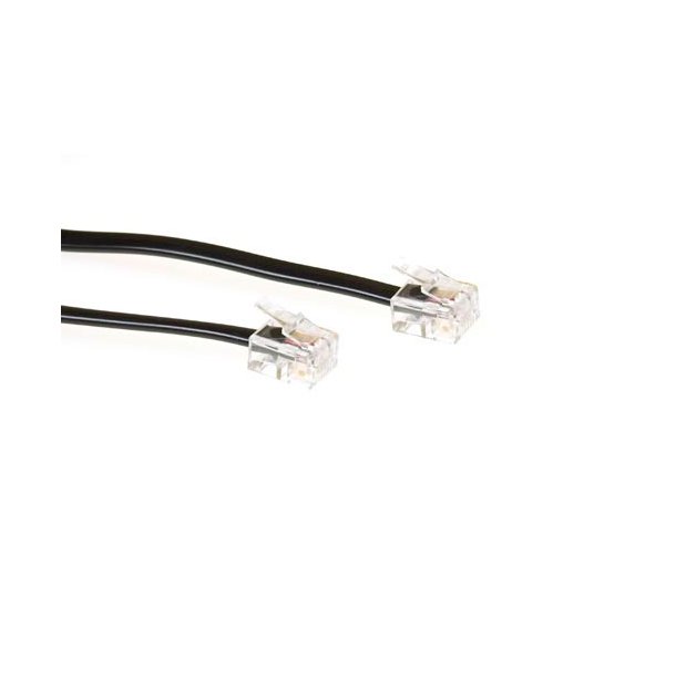 ACT Black 1 meter flat telephone cable with RJ11 connectors