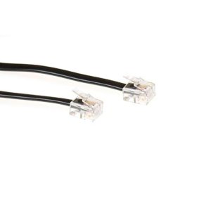 ACT Black 3 meter flat telephone cable with RJ11 connectors