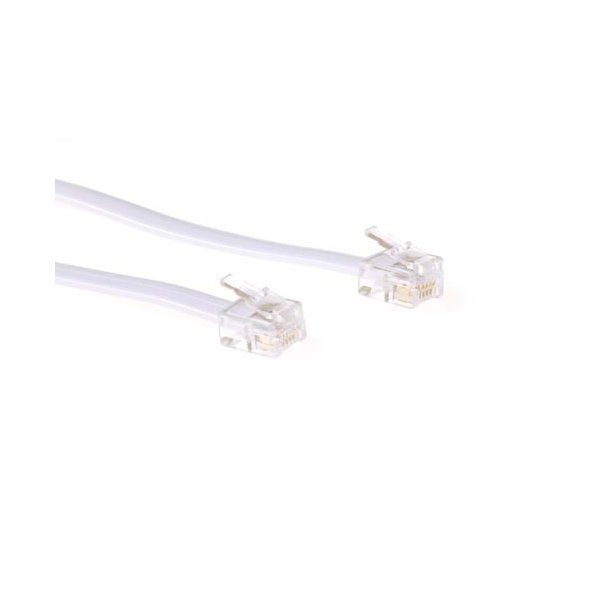 ACT White 1 meter flat telephone cable with RJ12 connectors