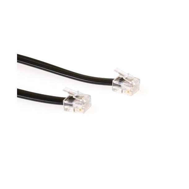 ACT Black 1 meter flat telephone cable with RJ12 connectors