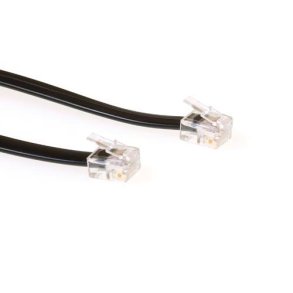ACT Black 5 meter flat telephone cable with RJ12 connectors