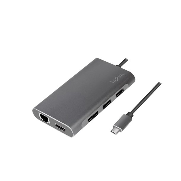 LOGILINK USB 3.2 docking station USB-C 8-Port - Silver